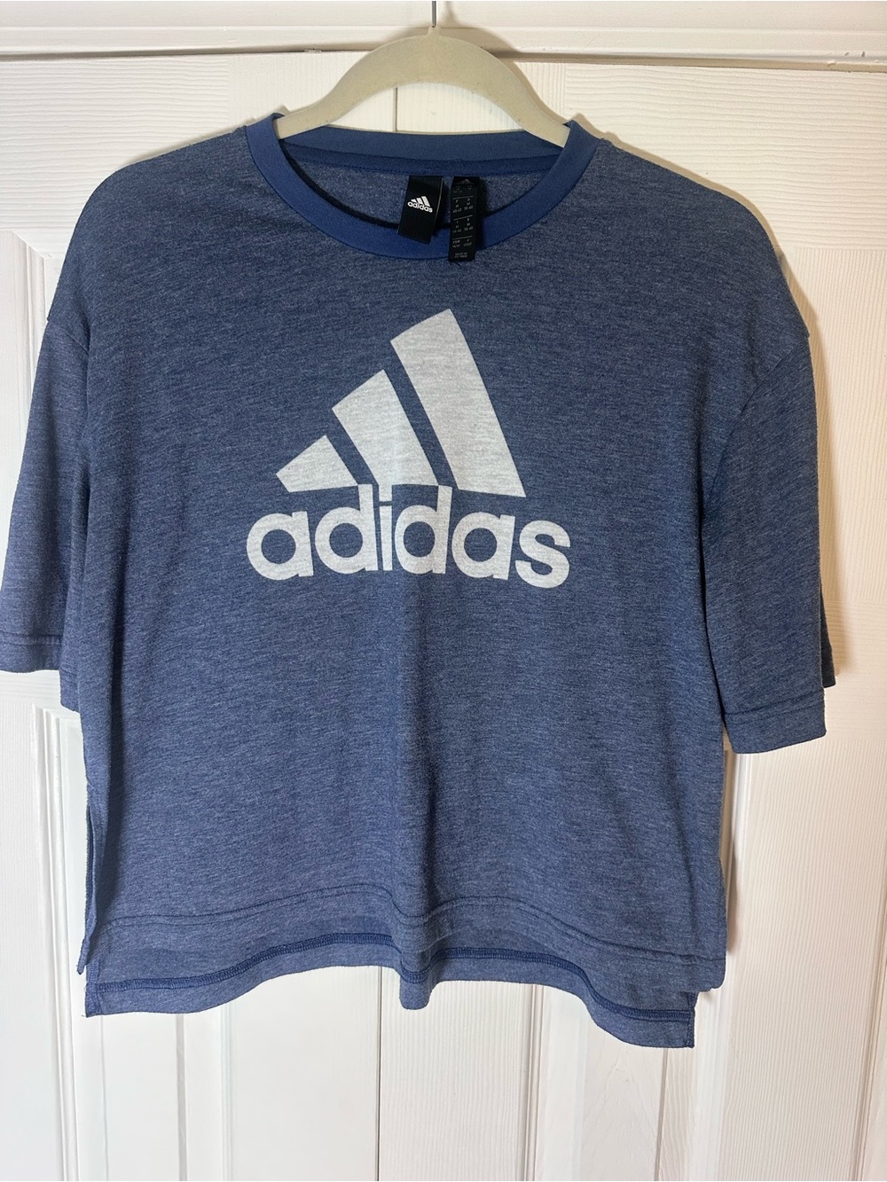 adidas Blue Heather Short Sleeve Logo Tee